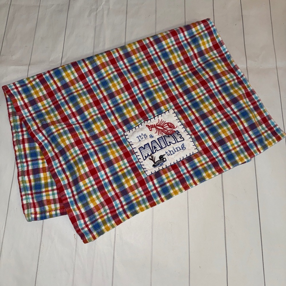 Kay Dee It's A Maine Thing Kitchen Tea Towel State Fun Decor Red‎ Colorful Plaid